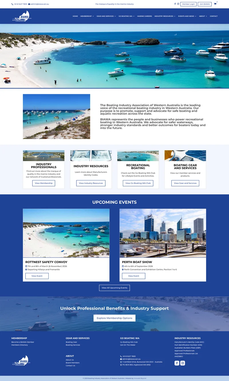 BIAWA website screenshot